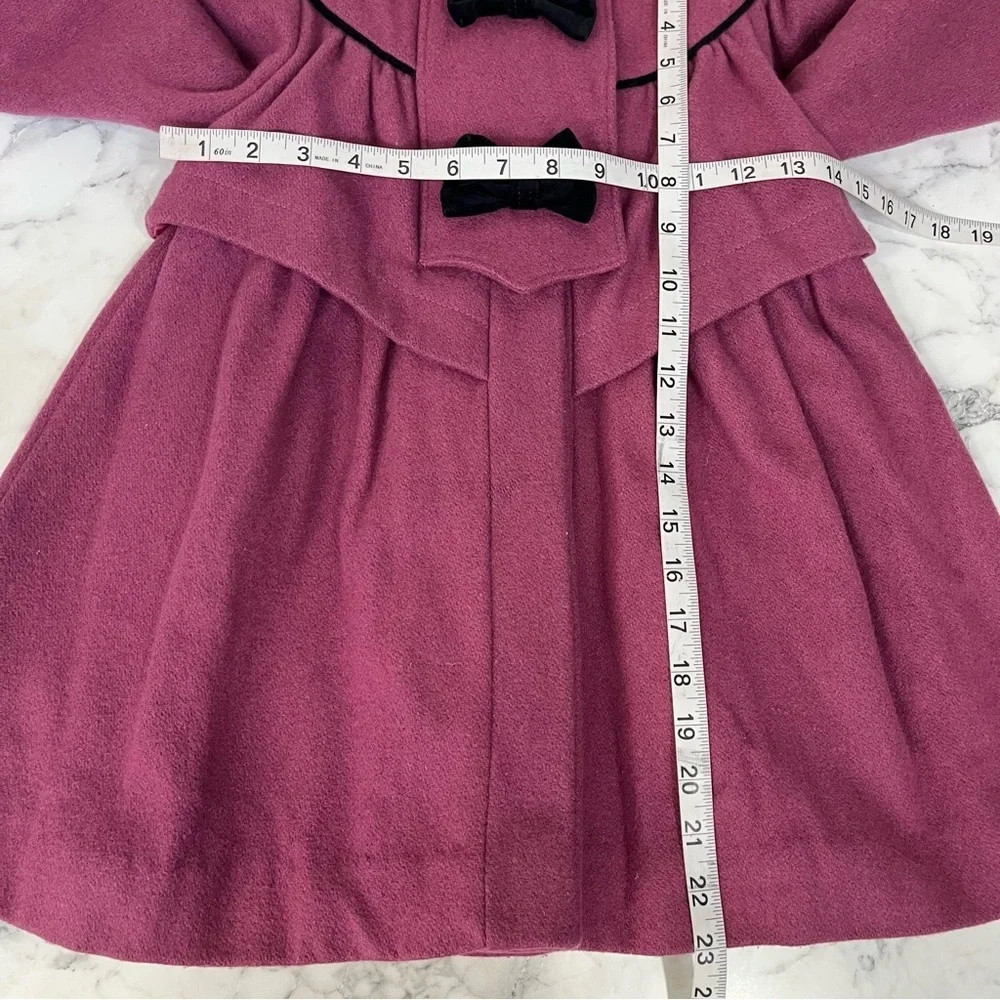 Vintage Rothschild Girls 4 Wool Coat Purple Black Velvet Bows Union Tag USA
